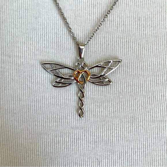 Dragonfly Heart Knot Necklace - Picture 2 of 4